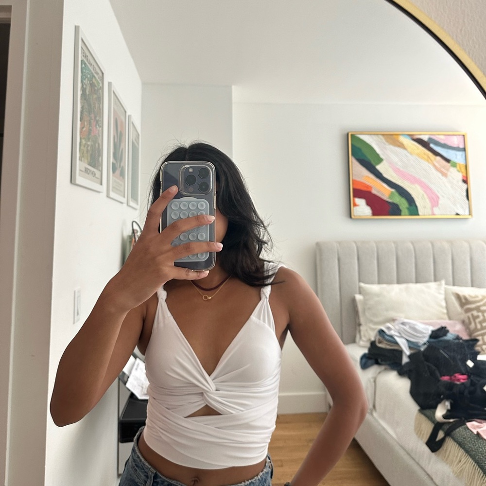 White wrap around crop top